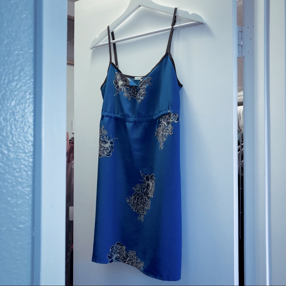 Electric blue floral print camisole mini dress